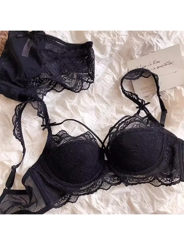 مجموعة Bralette من الدانتيل المثير - مجموعة حمالة صدر ولباس داخلي ناعمة من Underwire، حمالة صدر رفيعة لرفع الصدر الصغير، مجموعة الملابس الداخلية حمالة صدر بمقاس كبير