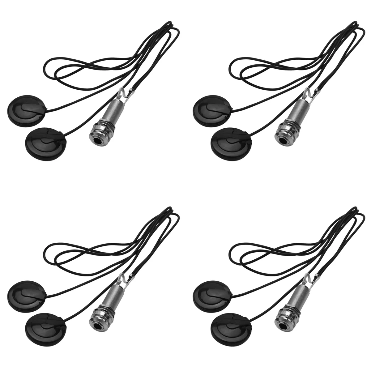 BAAU 4pcs 21-INCHES Wire Length 1/4 Inch Output Jack 2 in 1 Piezo Pickup Disc Transducer for Guitar Violin (with Cover)