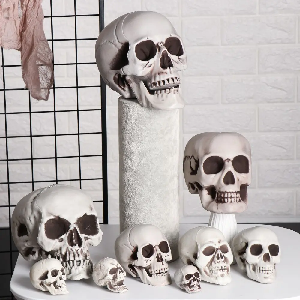Plastic Skull Head High Quality Human Skeleton Halloween Props Terrible Hanging Decor Game Supplies Easter Party Decoration