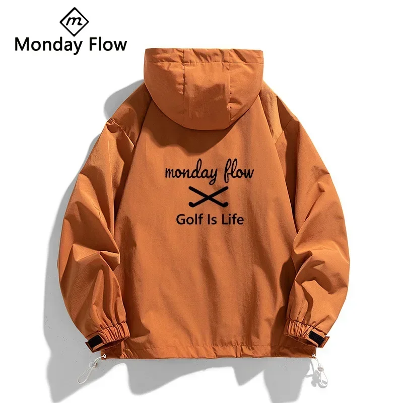 

Mondayflow, осенняя Корейская новая одежда для гольфа, Мужское пальто с длинным рукавом, полумолния, куртка для гольфа, ветровка, одежда для занятий спортом на открытом воздухе и тенниса