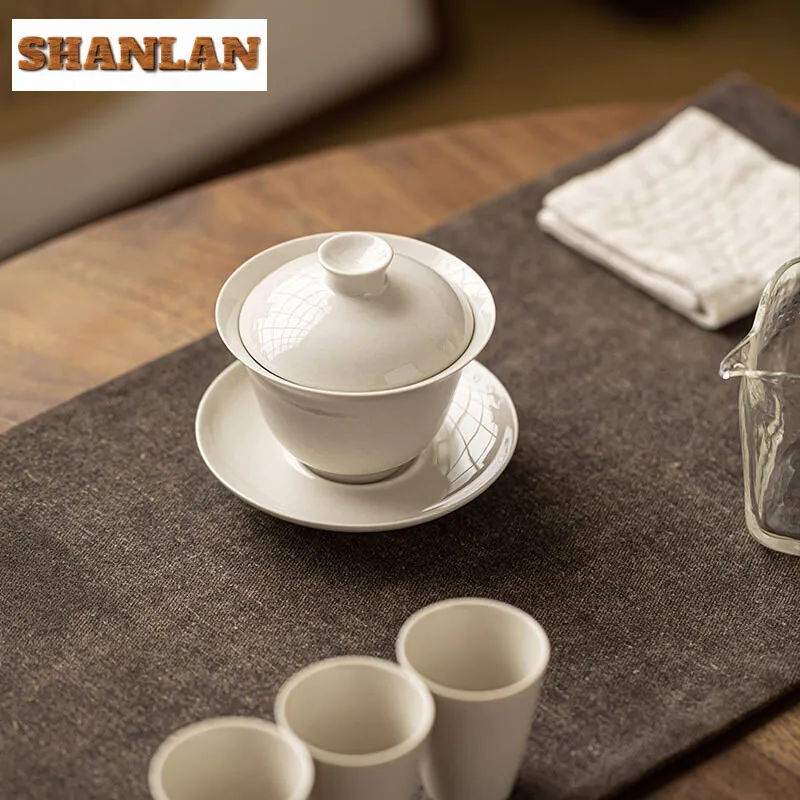 100ml Plant Ash Sancai Cover Bowl Household Anti Scald Gaiwan Boutique Tea Tureen Tea Maker Chinese Cups Set Ornaments