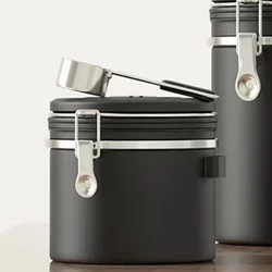 Stainless Steel Airtight Vacuum Storage Jar for Coffee Beans, Tea, Grains, and Nuts - Large Capacity Freshness Keeper (Black-1200ML)