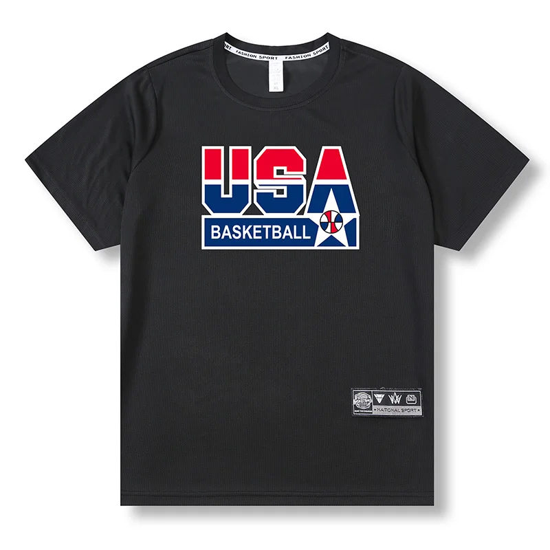 thumbnail image 1 of Camiseta holgada de manga corta con estampado de letras para hombre, para correr, al aire libre, baloncesto, gimnasio, verano, secado rápido, fitness, culturismo, 2023, 1 of 5