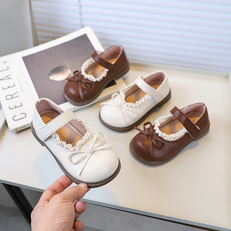 Girls Leather Kids Shoes Sweet Ruffled Edge Lolita Style
