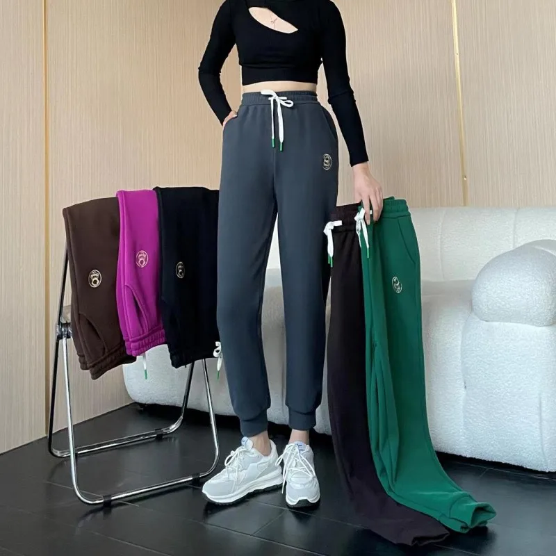 

Winter Lambwool Lined Sweatpants Women Casual Thicken Warm Jogger Harem Pants Plush Velvet High Waist Pantalones 95cm Spodnie