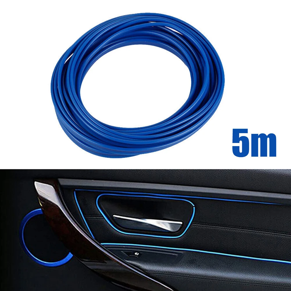 Bande de garniture de style de voiture bleue, ligne de moulage décorative, espace de porte flexible, accessoires automobiles, pièces intérieures, 5m