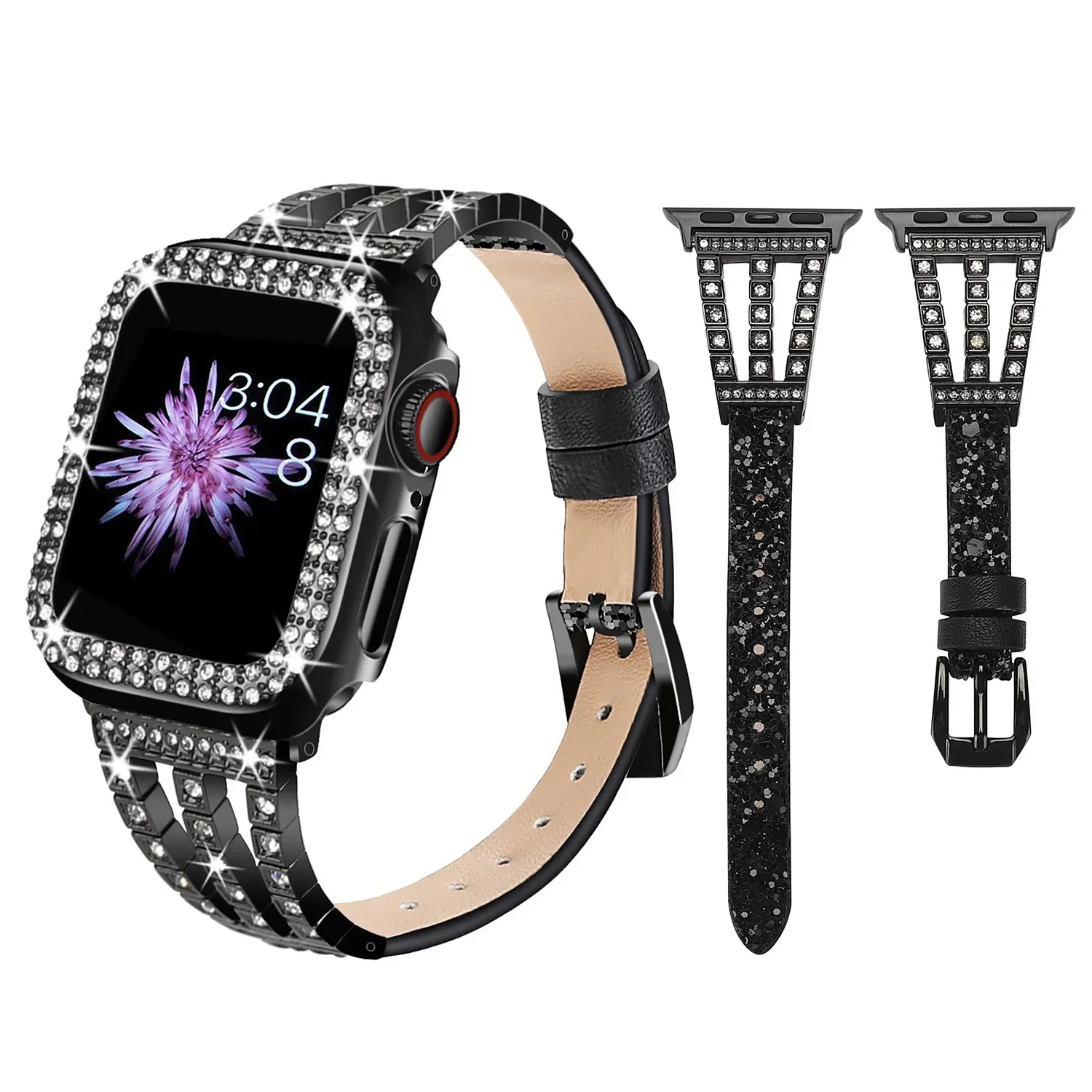 

Diamond Metal Strap+ Case For Apple Watch 9 8 7 45mm 41mm Ultra 2 49mm Women Exquisite Bracelet iWatch 6 5 4 3 SE 44mm 40mm Band