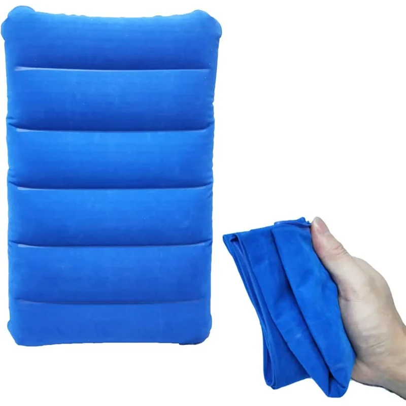 Ultralight Inflatable Camping Pillow Compact Flocked Fabric Travel Air Pillow for Outdoor Hiking Backpacking Neck Lumbar Support