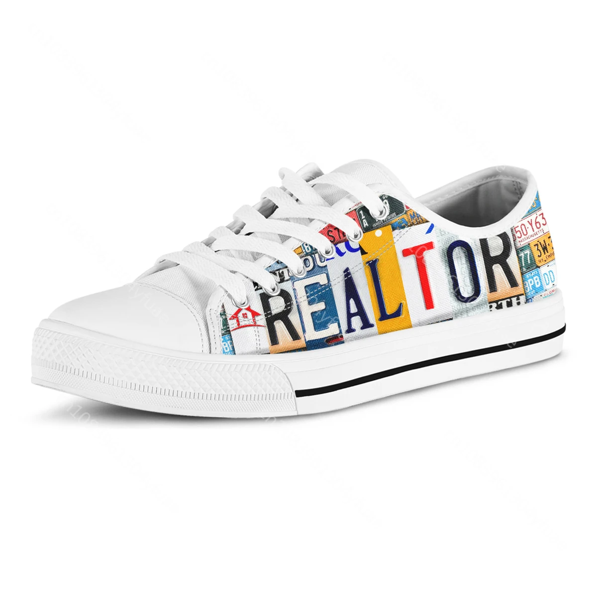 License Plate Realtor Design Ladies Shoes Casual Flats Shoes for Women Low Top Canvas Shoes for Women Brand
