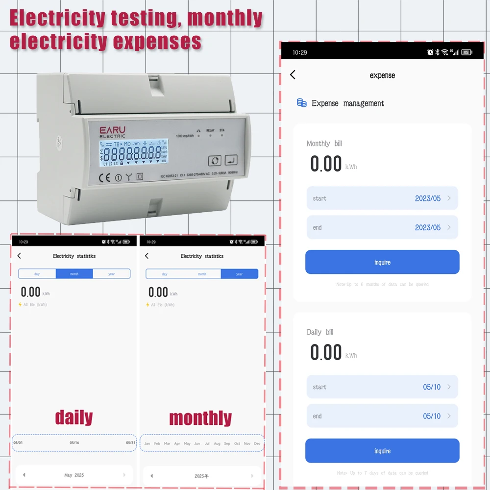 Tuya WiFi ZigBee Three Phase Bidirectional Energy Meter KWh Monitor 3*110/190V o