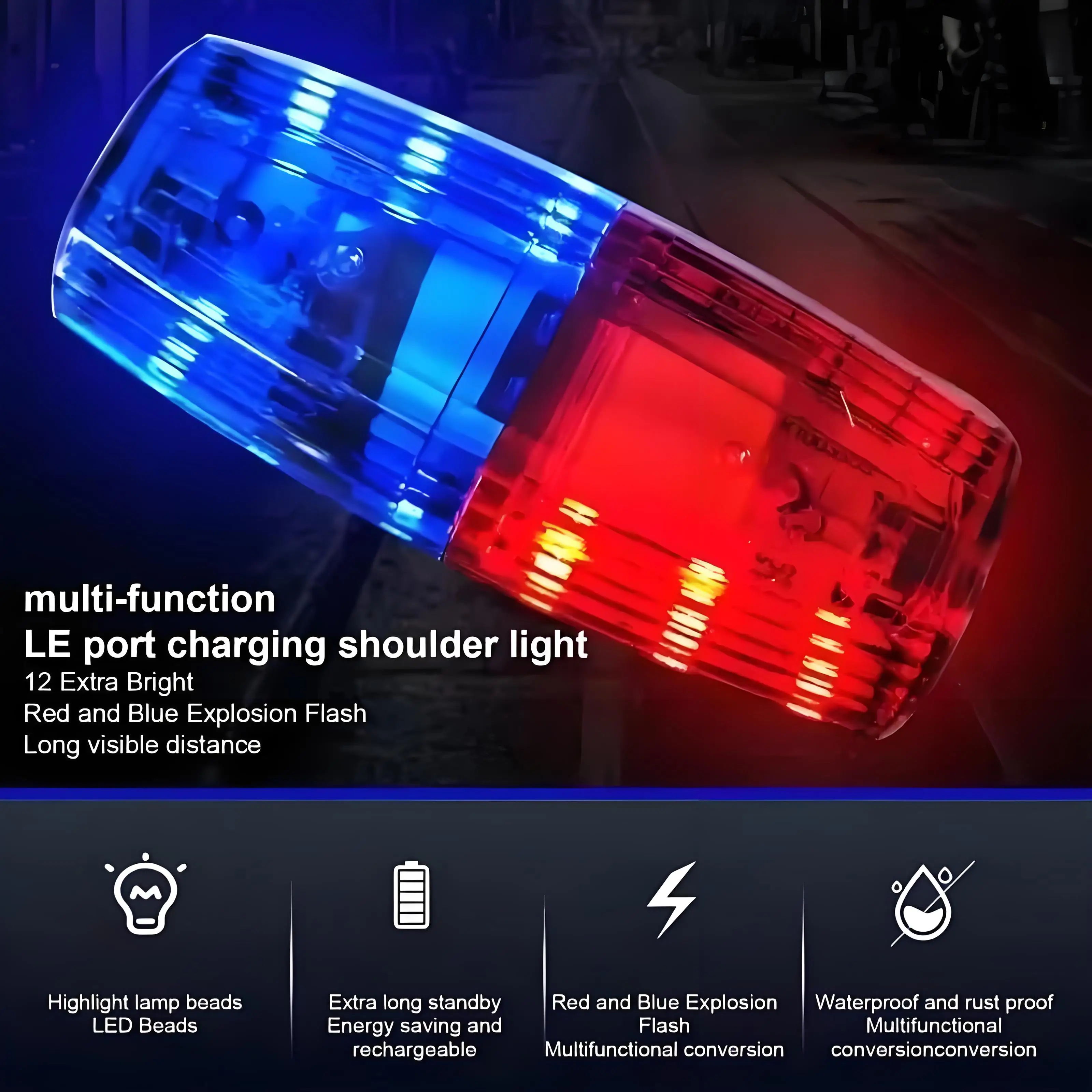 LED Warning Light Shoulder Clip Police Sanitation Worker Safety Patrol Alarm Flash Signal Strobe