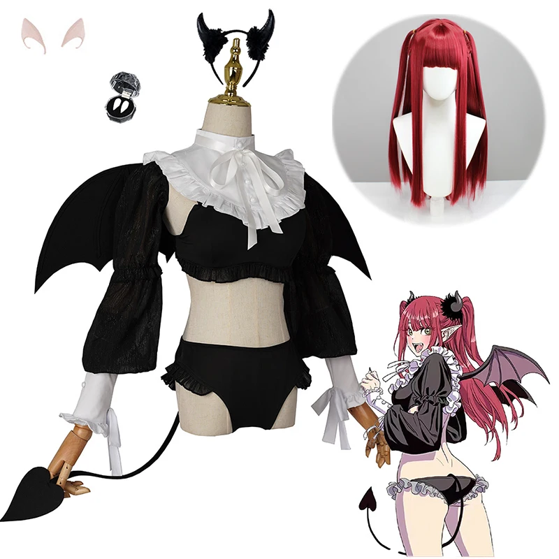 

Anime My Dress Up Darling Marin Kitagawa Maid Cosplay Costume Rizu Kyun Demon Uniform Bikini Set Halloween Carnival Suit Clothes