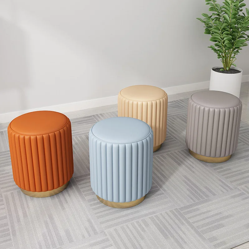 

Nordic Makeup stool Household Leather Dining Living Room Bedroom Simplicity Furniture Shoe Changing Stool Leisure Footstool