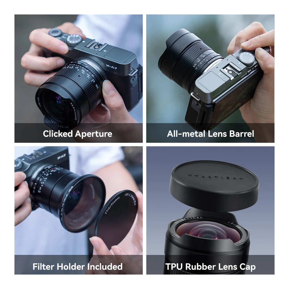 TTArtisan APS-C 10mm F2 ASPH 105 ° 초광각 렌즈 카메라 사진 E Fujifilm XF Nikon Z 캐논 EOS R M43 마운트