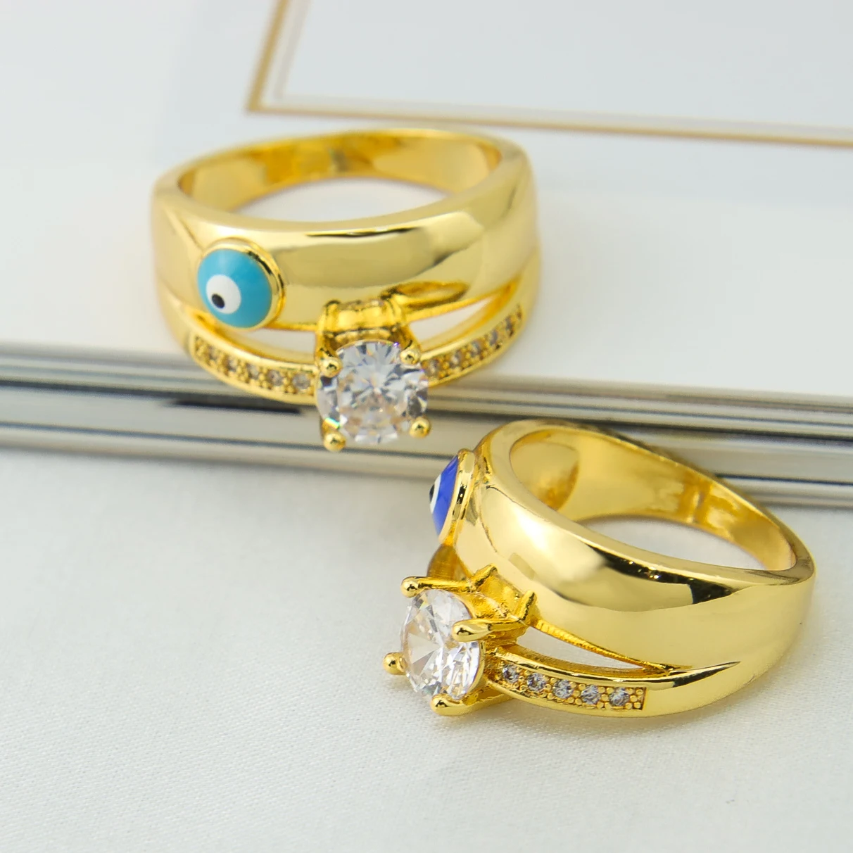 AYONG Dubai Big Zirkon Ring Türkisches Auge Naher Osten Äthiopische Afrika Hochzeit Ringe Vintage Gold Farbe Schmuck – Detail 3