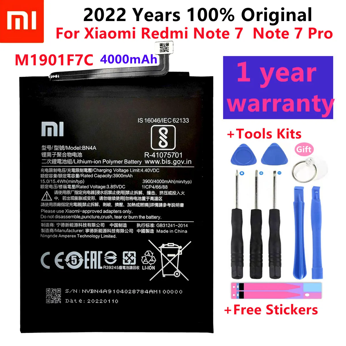 100% Original Batterie BN4A pour Xiaomi Redmi Note 7 