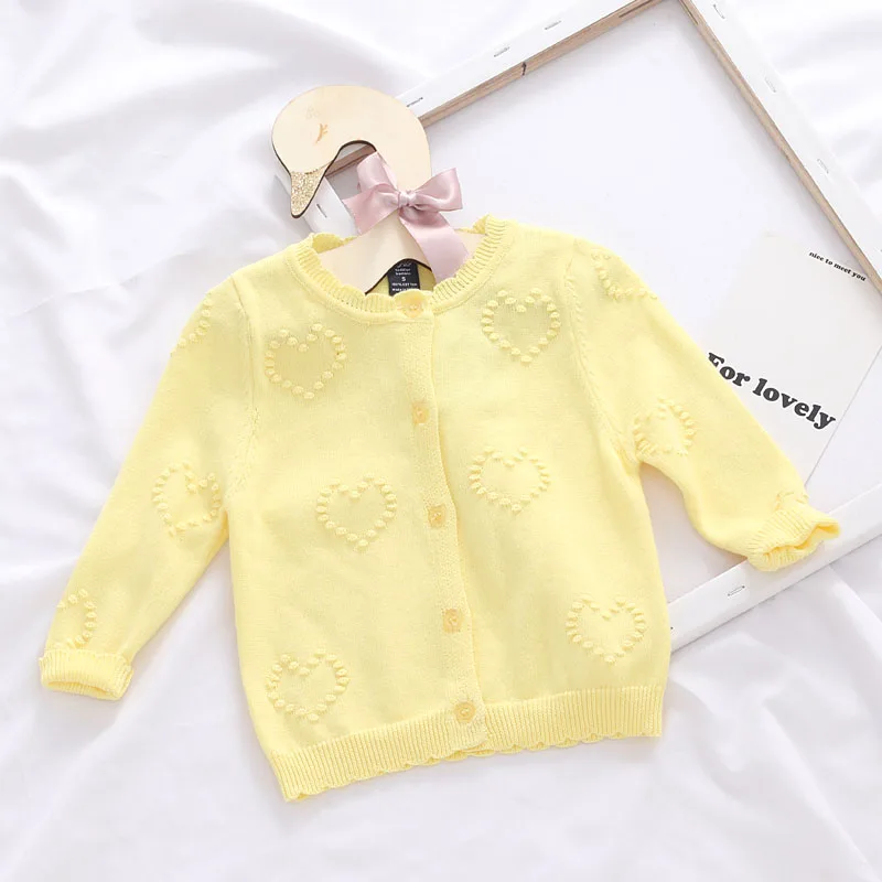 0-4yrs White Kids Cardigan for Girls Sweater Jacket Cotton Long Sleeve Outerwear Boys Coat 1 2 3 4 Years Old Kids Cl