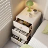 Bedside Table.Solid Wood Nightstand - White Bedside Table with Leather Surface, Small Nightstand with Drawers for Bedroom 3