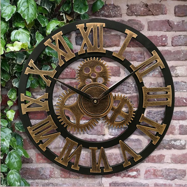 34cm Retro Industrial Gear Wall Clock – Decorative Hanging Clock 4