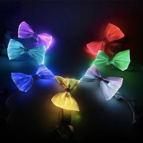 

Rave Outfits Light Up Bow Party Fibre Optic Glow in the Dark Bow Tie LED Necktie for Men Nightclub Accessories Tron Dance Wear