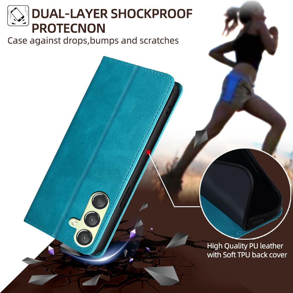 Vintage Flip Leather Wallet Case – Elegant Soft Cover with Holder