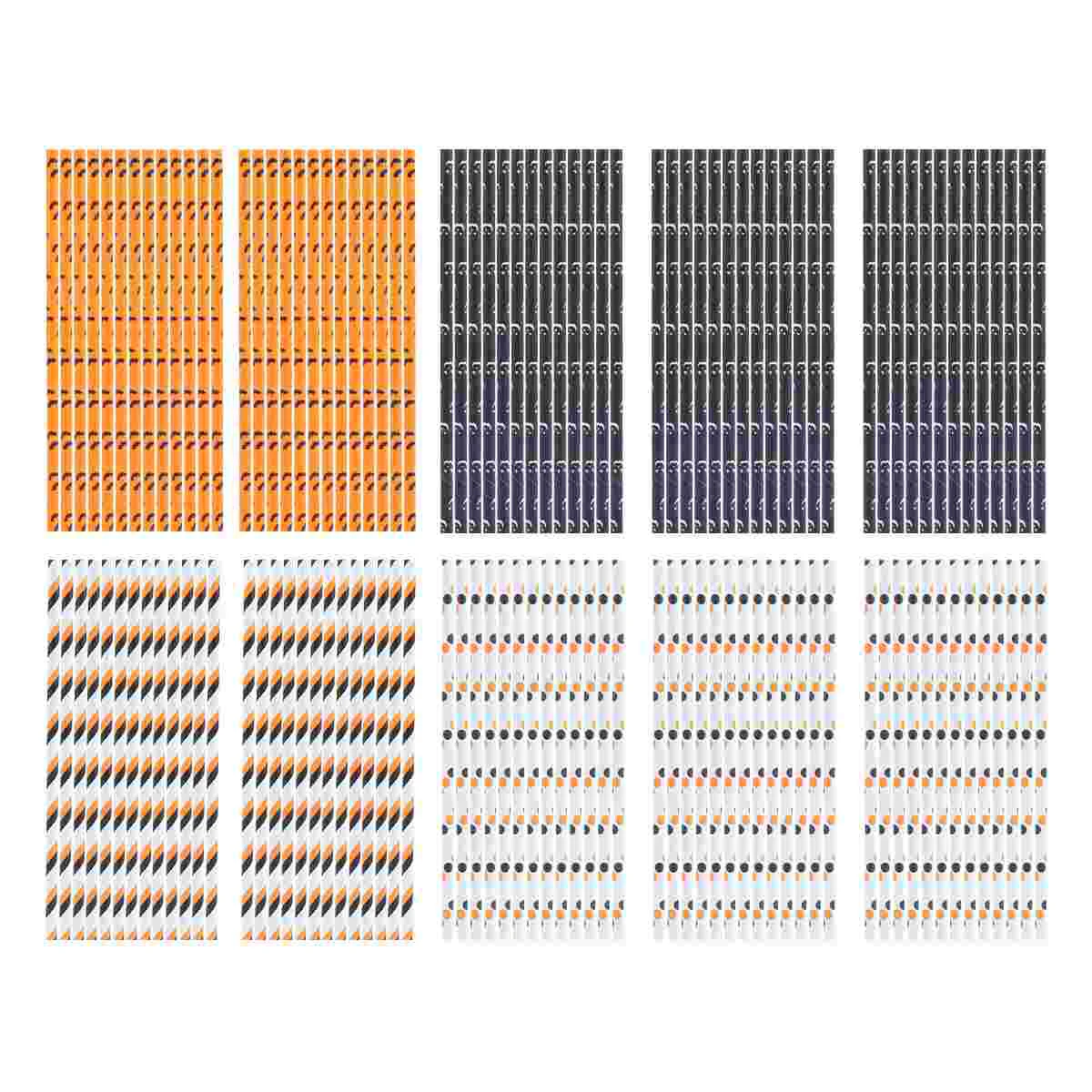 

250Pcs Funny Halloween Patterns Straws Paper Straws Party Drinking Straw