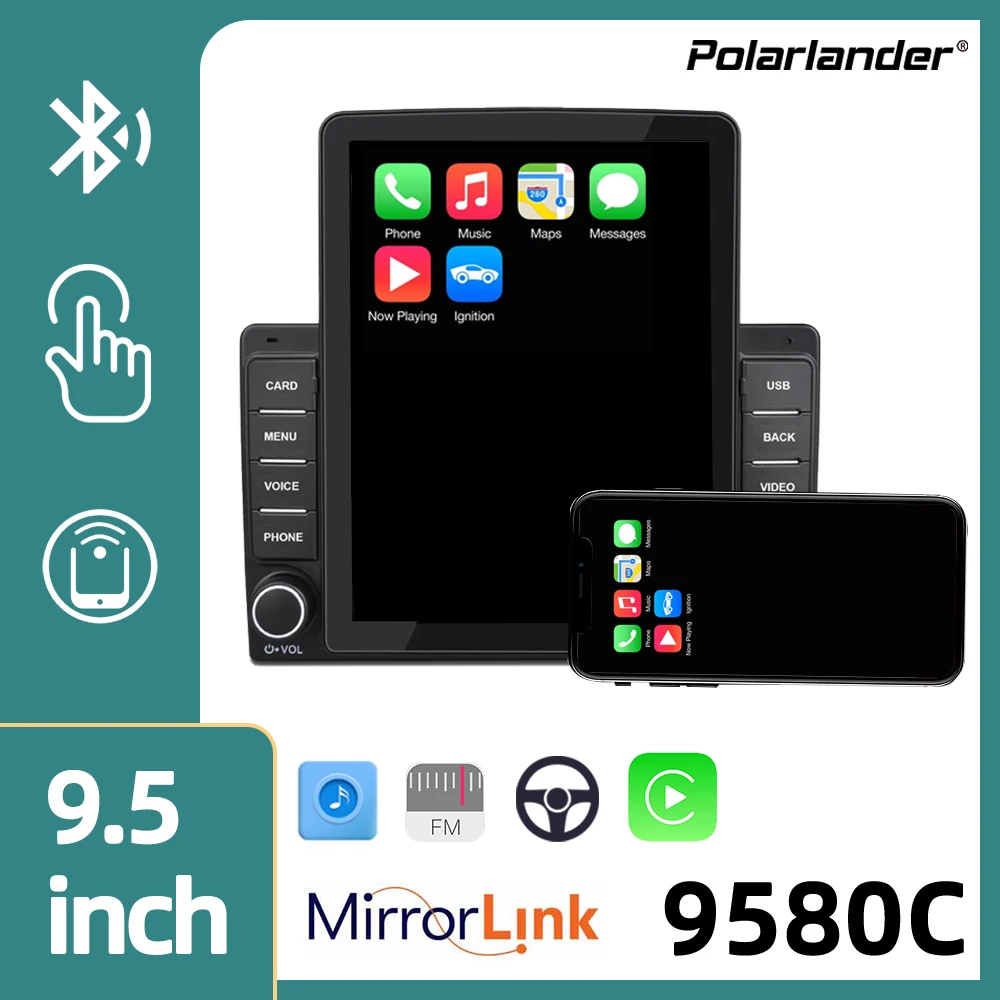 

2 DIN 9.5'' Dual USB Car Stereo ​IPS Capacitive Touch Screen Carplay, Android Auto 4*45W Bluetooth MP4/MP5 Car Multimedia Player