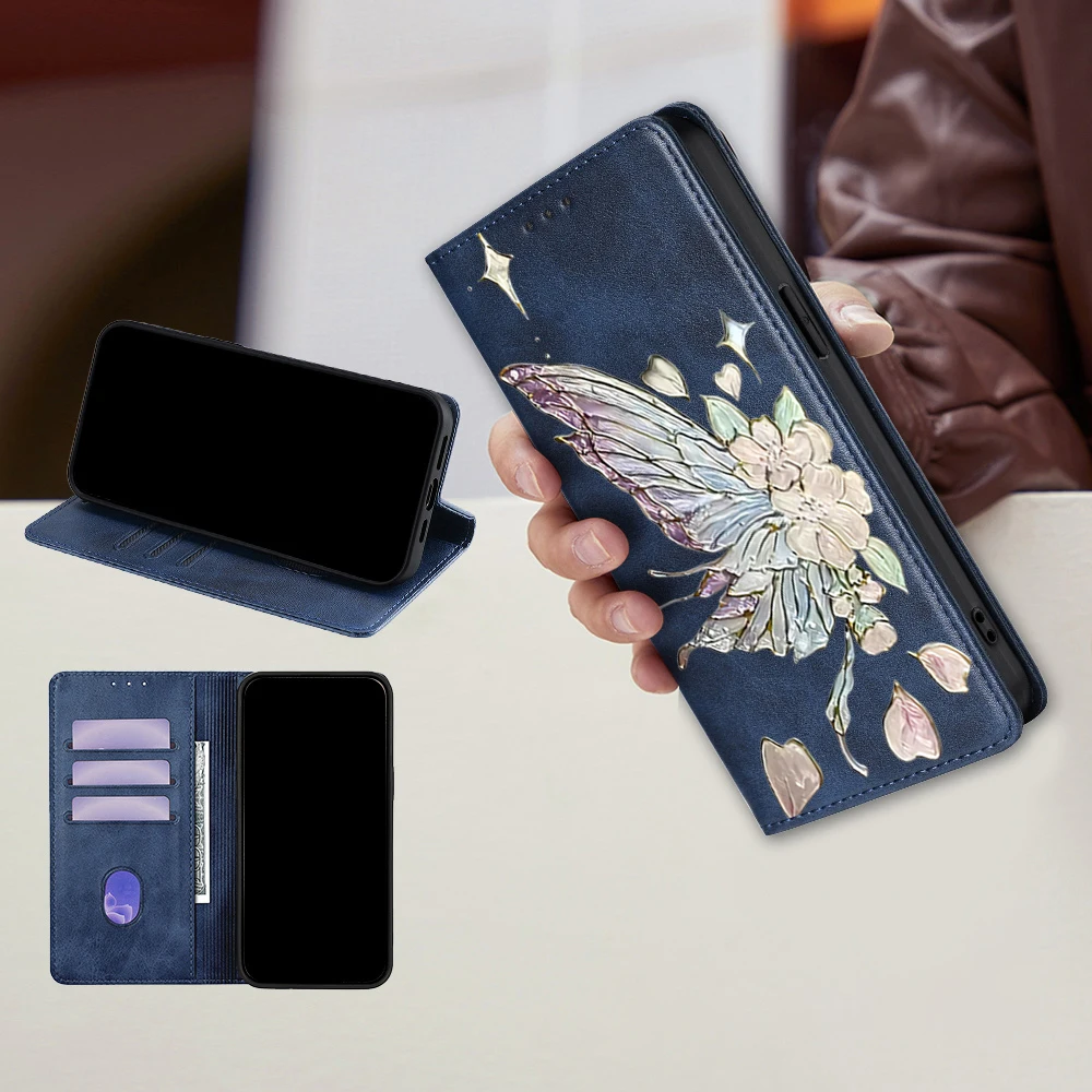 Butterfly Painting Pattern Phone Case with Flip Cover