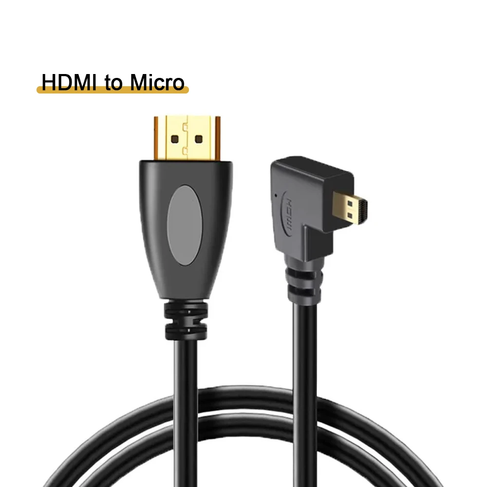 Cavo Micro Hdmi A Hdmi Piegato Su Sinistra E Destra Verso Il Basso Cavo Hdmi Micro Hd Versione 1.4 Tablet Fotocamera Si Trasforma Da Piccolo A Grande