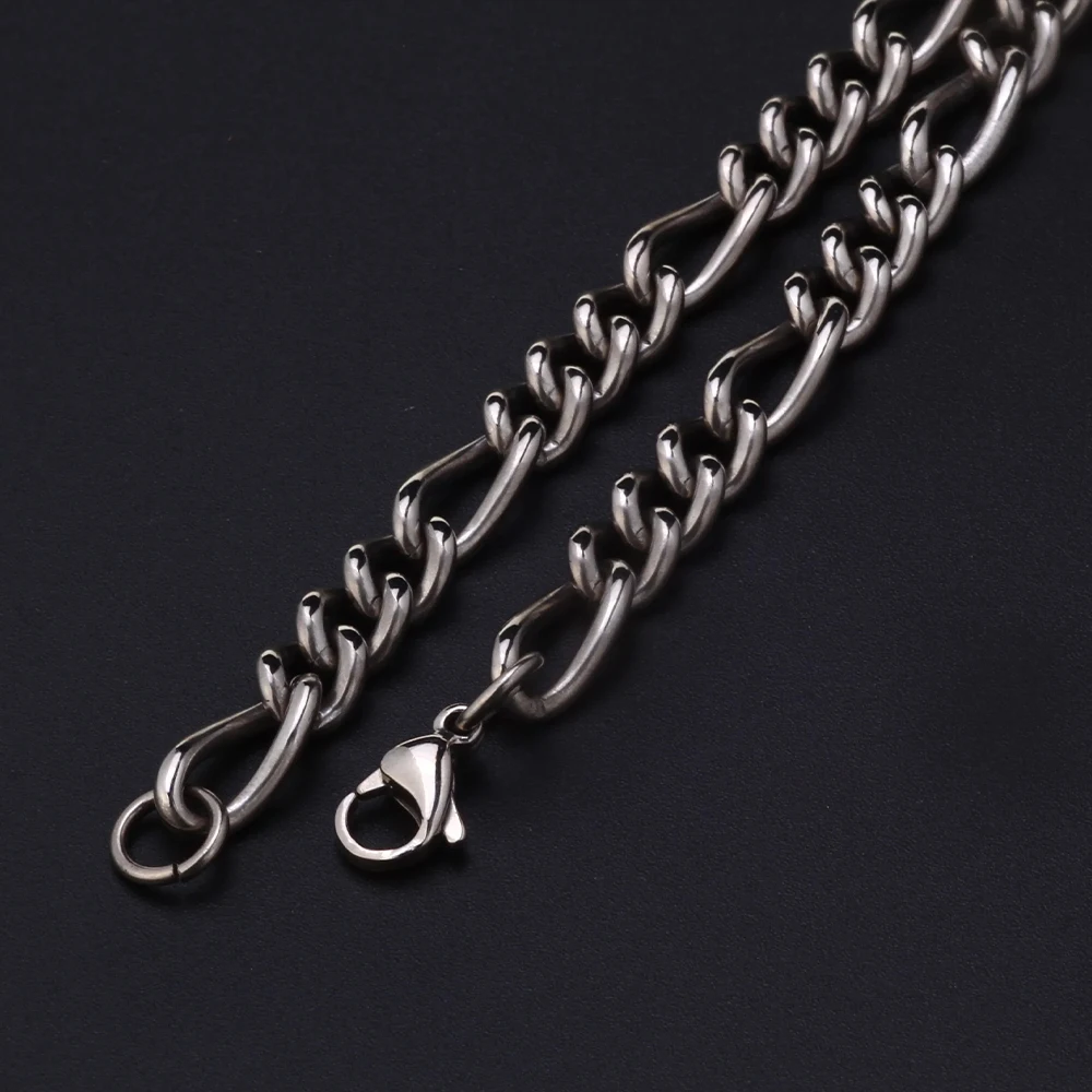 7mm Classic Men Women Curb Necklace Pure Titanium Hypoallergenic Link Chain Silver Color 22", 24" 2