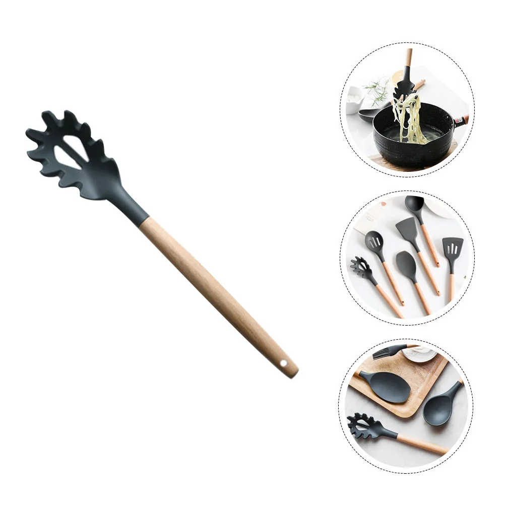 

Silicone Wood Handle Spaghetti Spoon Pasta Spoon Household Supplies for Home