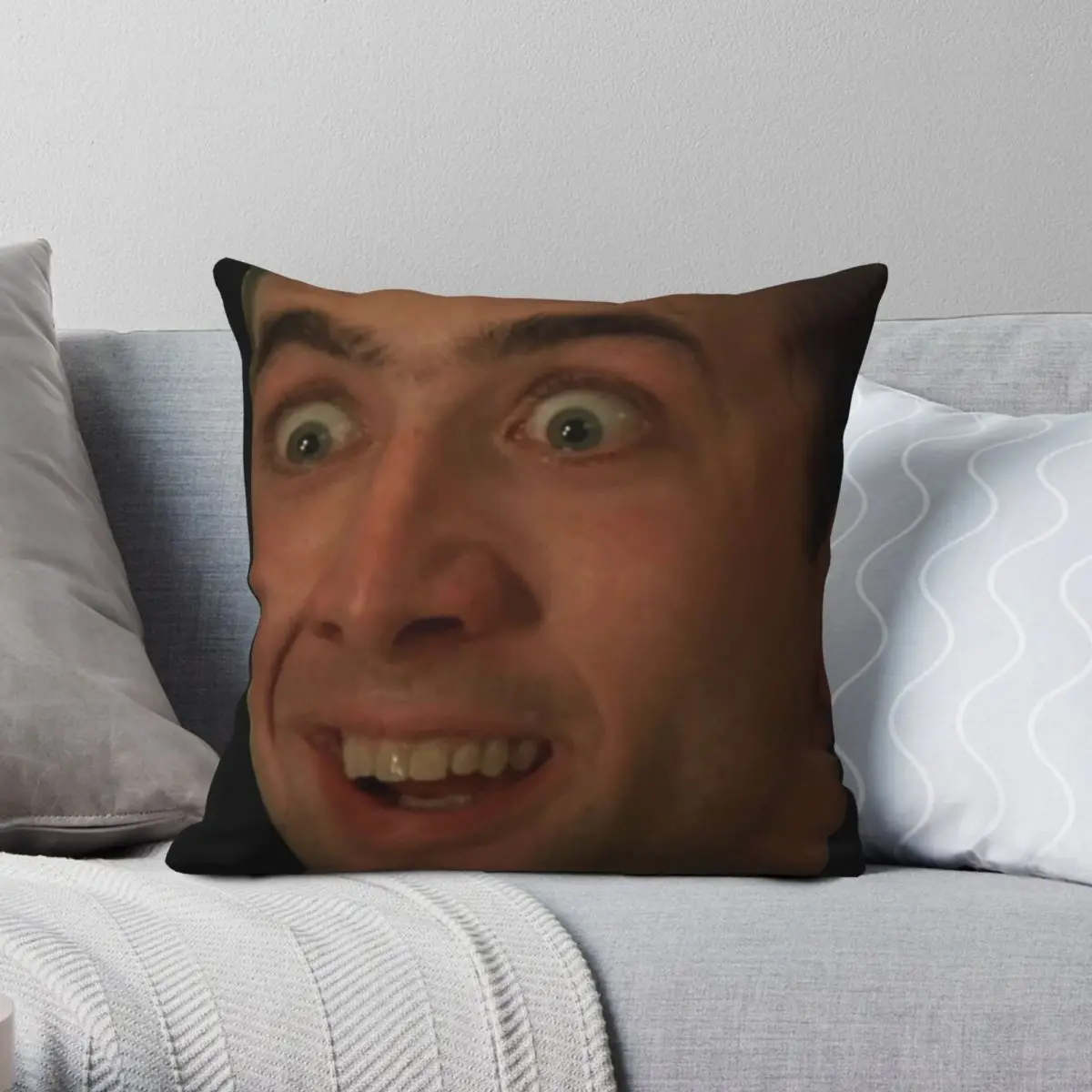 

Nicolas Cage Face Square Pillowcase Polyester Linen Velvet Creative Zip Decor Pillow Case Sofa Seater Cushion Case 18"