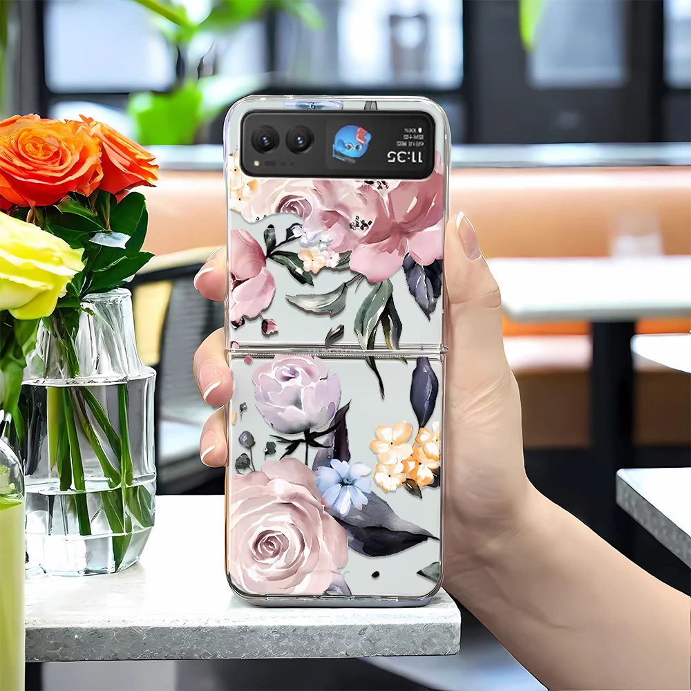 Fashion Pink Sakura Clear Folding Phone Case - Elegant Bumper Cover