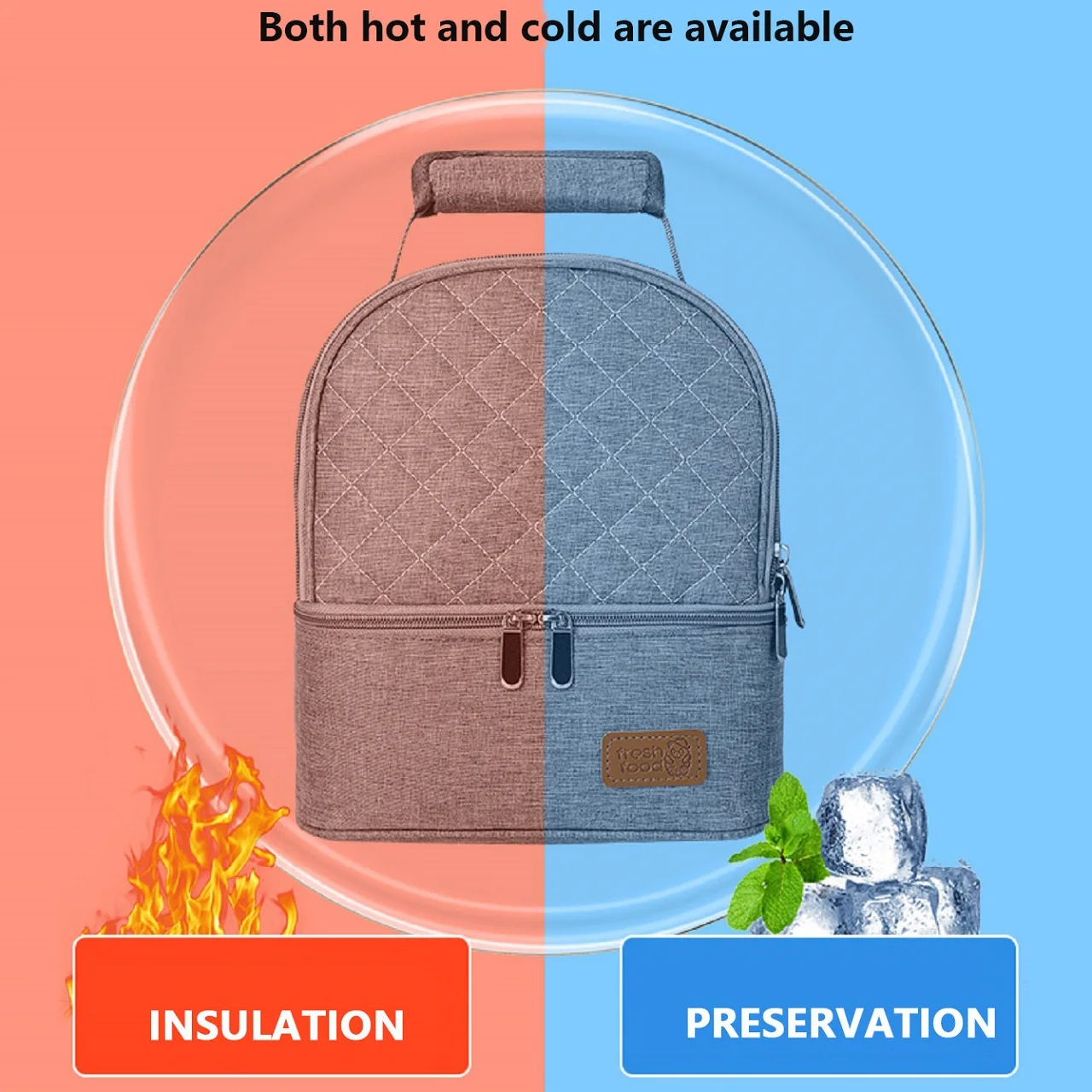Lunch bag, insulated, minimalist picnic suitcase, insulated, portable lunch container, lunch box, bento bag, food storage bag