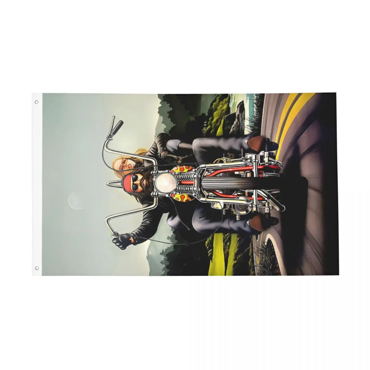 Easy Rider Davids Flags Double Sided Indoor Outdoor Banner Vintage Big Red Motorcycle 2 Grommets Hanging Decoration