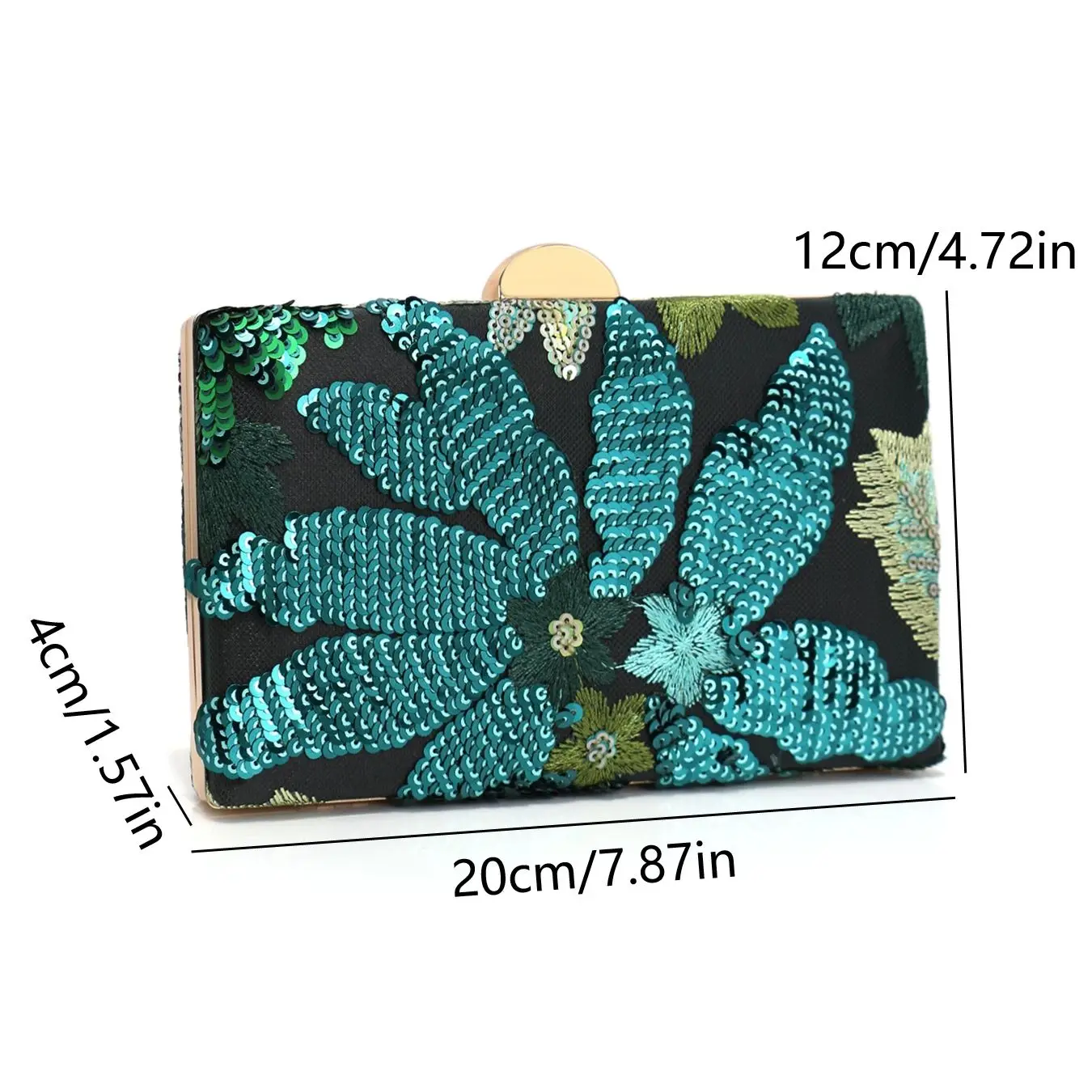 Green Sequin Embroidered Evening Bag for Women