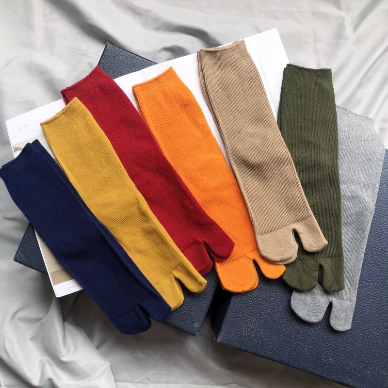 High Quality Combed Cotton Split Toe Socks Unisex Simple Comfortable Two-Toed Socks Japanese Harajuku Men Women's Tabi Socks