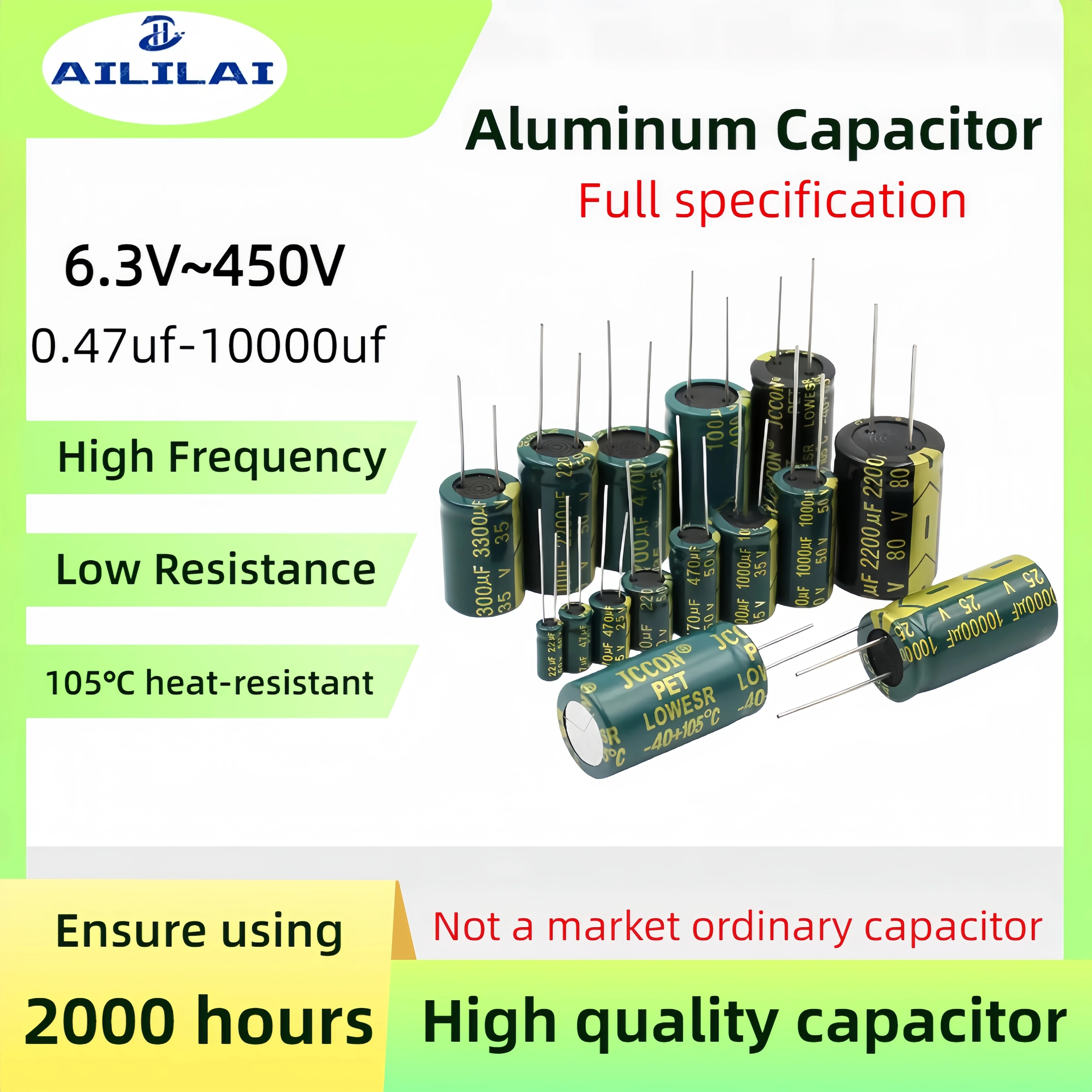High Frequency Low ESR Aluminum Capacitor 10V-400V 1UF-3300UF