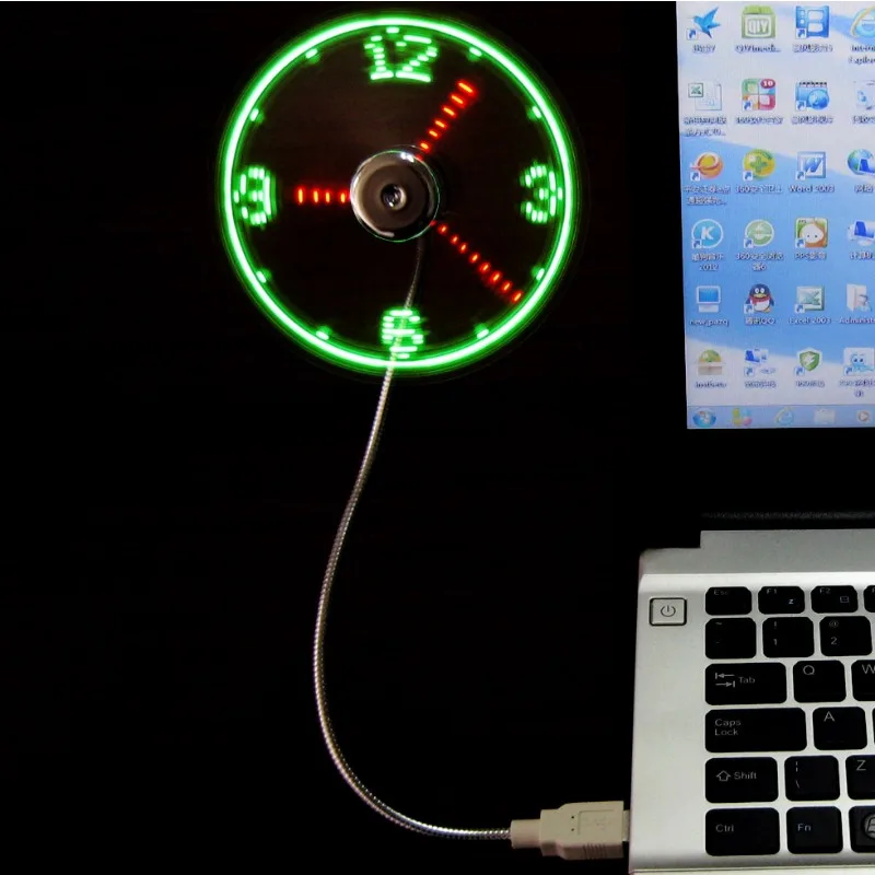 Nuevo y único ventilador de reloj inteligente LED con pantalla de  temperatura, Flash USB en tiempo Real y ventilador luminoso - AliExpress