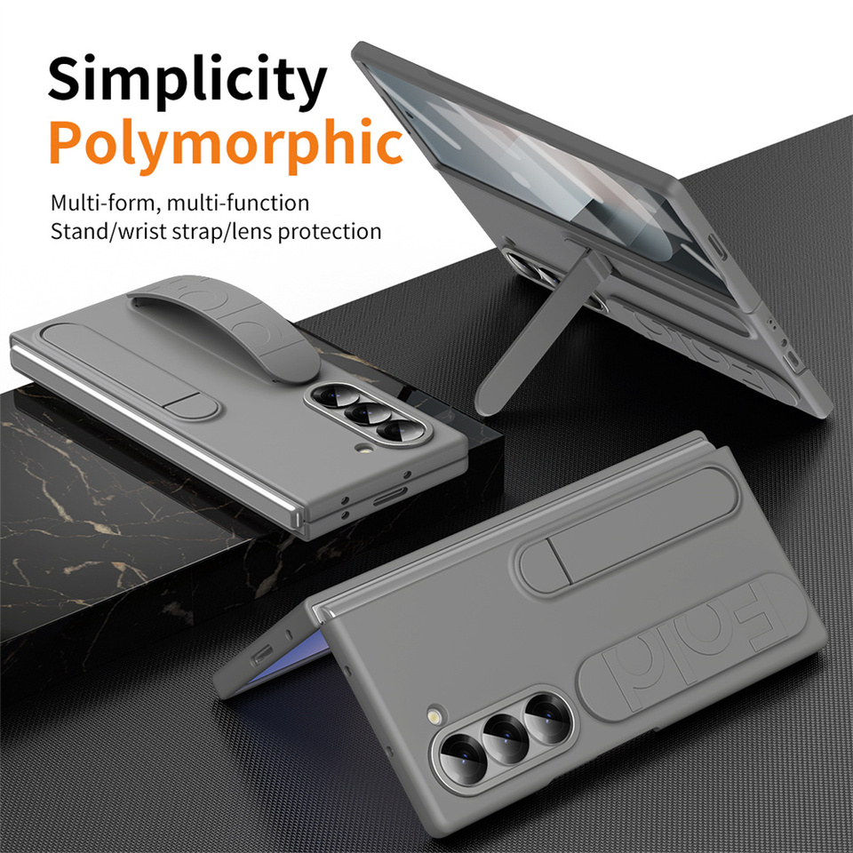 Luxury Wristband Invisible Bracket Case for Samsung Galaxy Z Fold 6 fold6 ZFold Hand Wrist Strap Folding Stand Silicone Cover