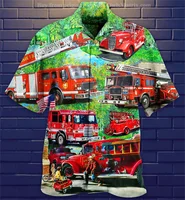 3d Printing Bus Pattern Hawaiian Shirts For Men New In Casual Short Sleeve Oversized Button Beach Shirts Blouse Tops 2