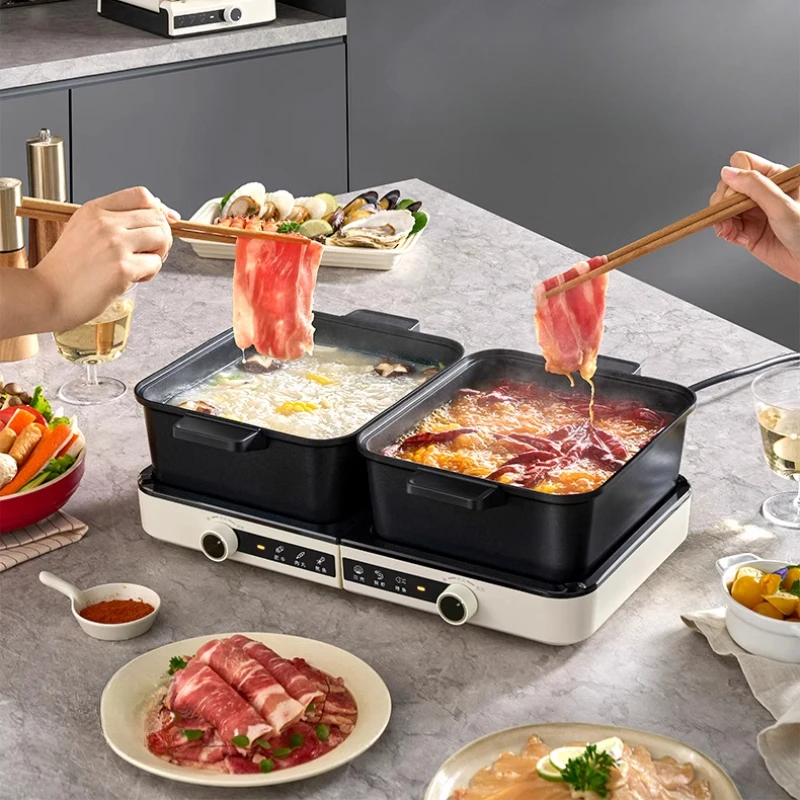 Split Type Foldable Mandarin Hot Pot, Household Multifunctional Electric Cooking Pot, Dormitory Electric Hotpots Multi Cookers