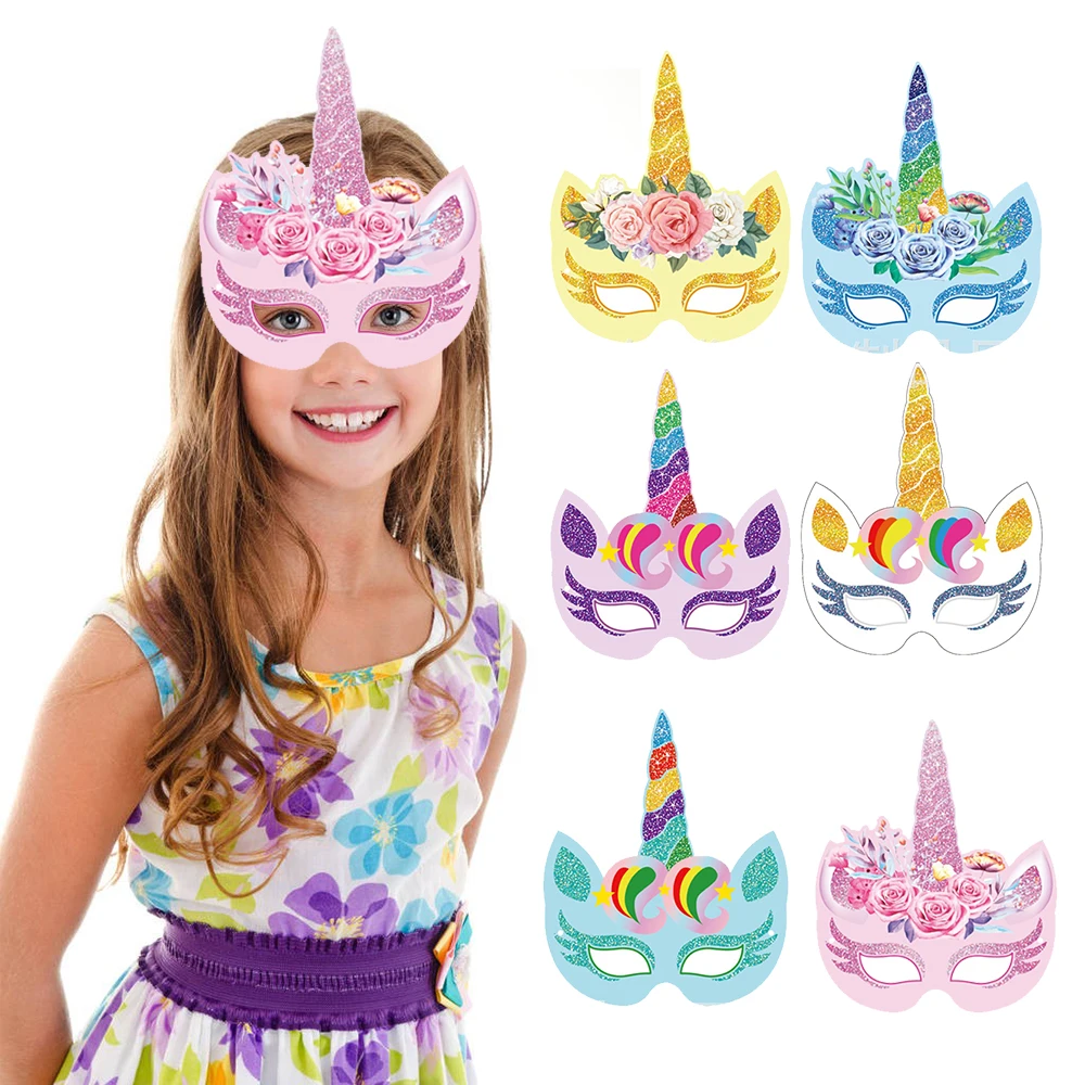 

6Pcs Unicor Masks Unicor Party Dress Up Costumes Crafts kids Birthday party Unicor Theme Birthday Party Decoration Favors