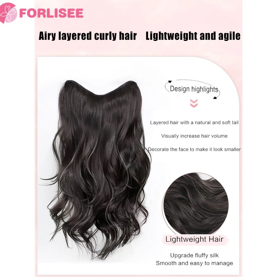 Synthetic Wig Piece One Piece Layered Invisible And Traceless Curly Hair Increase Hair Volume Curly Extension hair extensions hair toppers