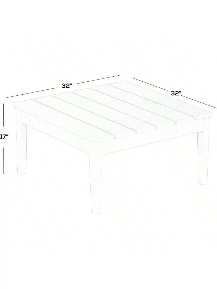 WestinTrends Ashore Outdoor Coffee Table 32 Inch All Weather Poly Lumber Adirondack Patio Coffee Table Square Low Table 3