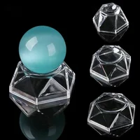 Acrylic Transparent Ball Base Hexagon Shape Stone Support Display Stand Figurine Holder Desktop Ornaments 1