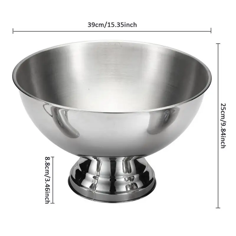 Stainless Steel Ice Bucket Metal Beer Barrel Champagne Wine Large Ice Bucket Large Cream Bowl Salad Dessert Serving Tools