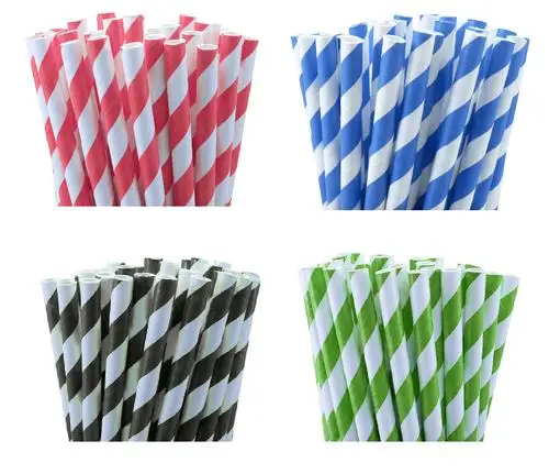 1000 Bulk Paper Drinking Straws Blue White Eco-Friendly Biodegradable for Birthday Parties Takeaway