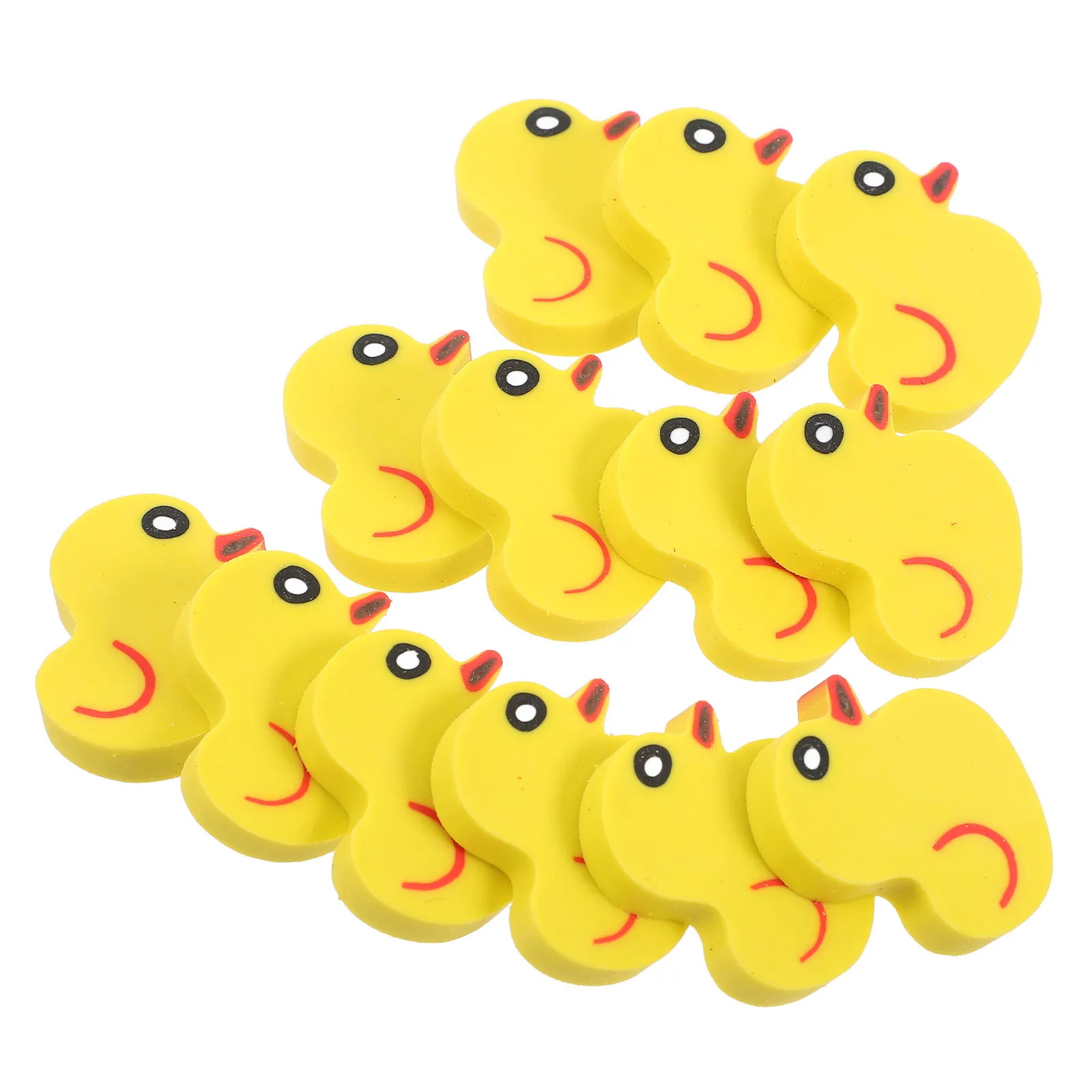 50Pcs 부드러운 오리 모양의 지우개 학생들을위한 미니 지우개 연필 지우기 색연필 자국을 부드럽게 지우는 잔여물 없음 학교 대량