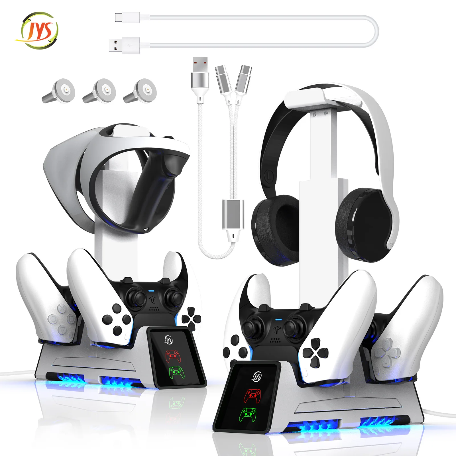 Jys-P5167 Stazione Di Ricarica Doppia Magnetica Per Controller Edge P5/P5 Archiviazione Di Ricarica Multifunzionale Supporto Per Cuffie Vr2